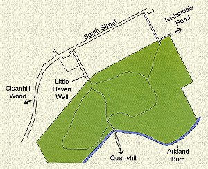 Map showing area of Arkland Community Woodland.