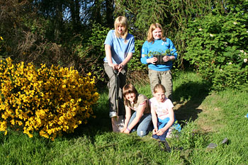 Guides planting the wild flowers