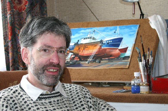 Robert with one of his many maritime paintings