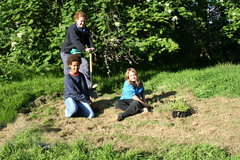 Guides planting the wild flowers