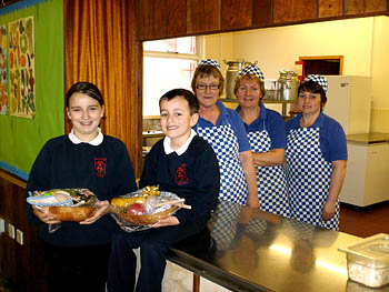 Prize-winners and canteen staff