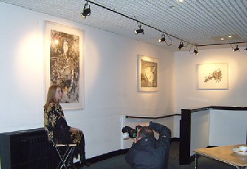 Fiona beside one of her drawings