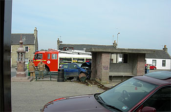 View showing the bus shelter due for demolition