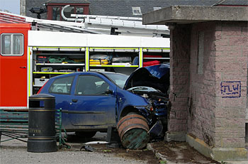 Badly damaged car